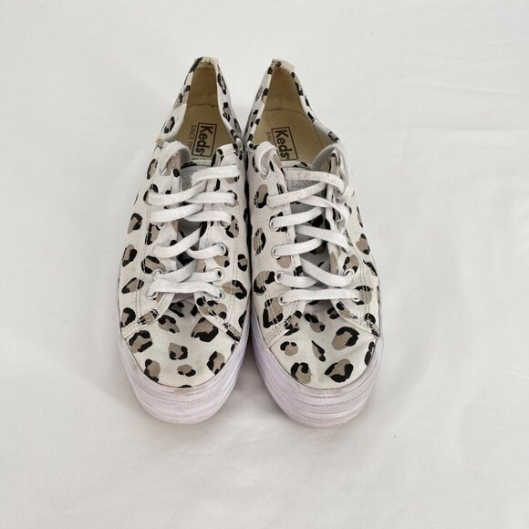 Keds Triple Up‎ Leopard Cream Platform Sneakers Size 9 - Picture 1 of 8